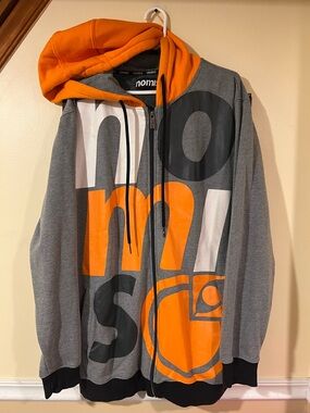 EUC Y2K Nomis Men’s XLT Full Zip Hoodie Skateboard Snowboard Gray Orange Black